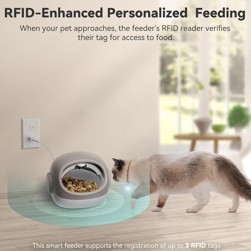 Aazon.co : RFID Cat Feeder With Collar Sensor, Tied Auto Pet Feeder
